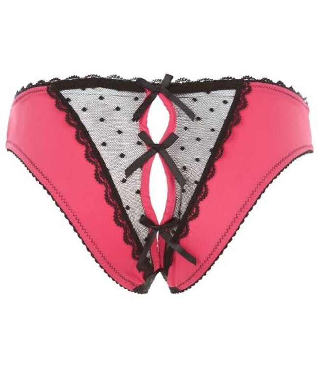 Frills Slip Met Open Kruisje - Roze/Zwart