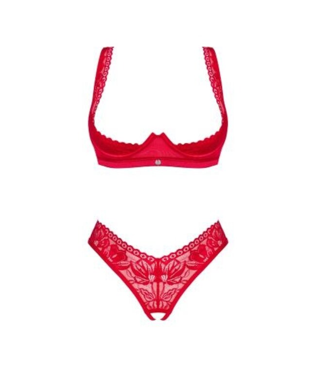 Verleidelijke Rood Set met Open Cup en Open Kruis