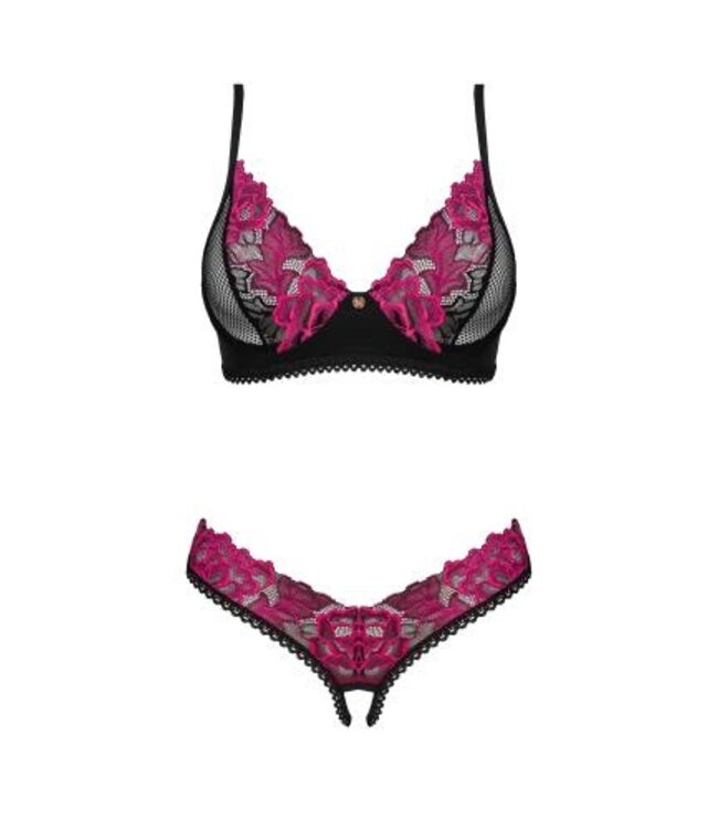 Obsessive - Kruisloze BH-Set - Zwart/Paars