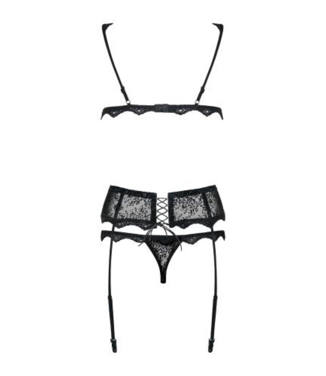 Emperita 3-Delig Jarretel Setje - Zwart