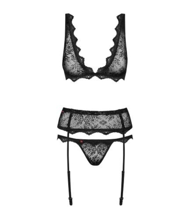 Emperita 3-Delig Jarretel Setje - Zwart