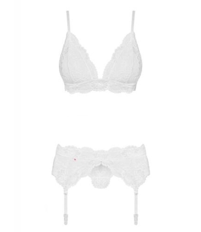 3-Delige Kanten Jarretel Set - Wit