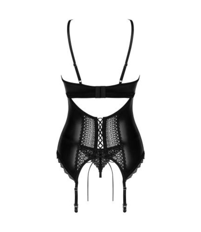 Obsessive - Norides Korset & String - Zwart