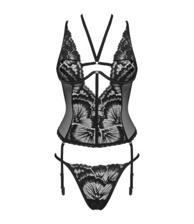 2-delige Jarretel-set Alessya -zwart