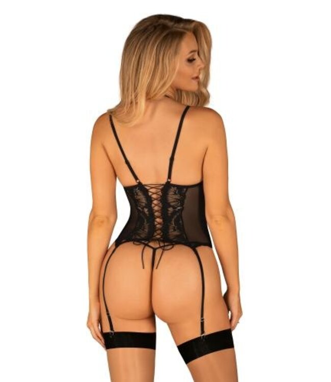 2-delige Jarretel-set Alessya -zwart