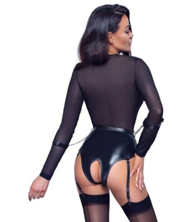 Open kruis Body met jarretels en handboeien