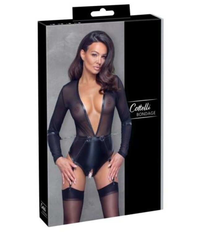 Open kruis Body met jarretels en handboeien