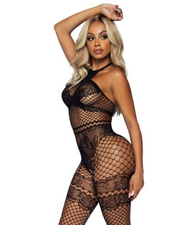 All About You Catsuit w/ Open Kruis - Zwart