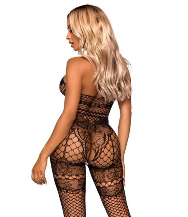 All About You Catsuit w/ Open Kruis - Zwart