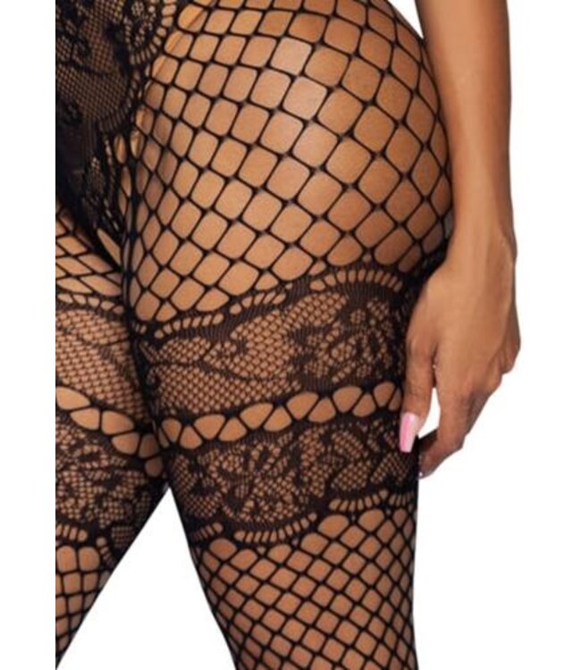 All About You Catsuit w/ Open Kruis - Zwart