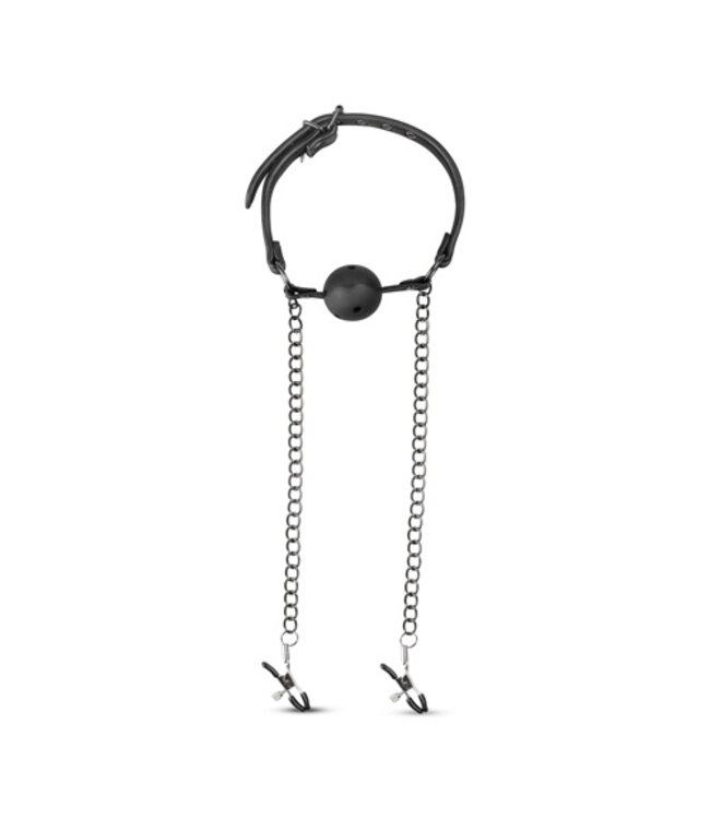 Open Ball Gag Met Tepelklemmen