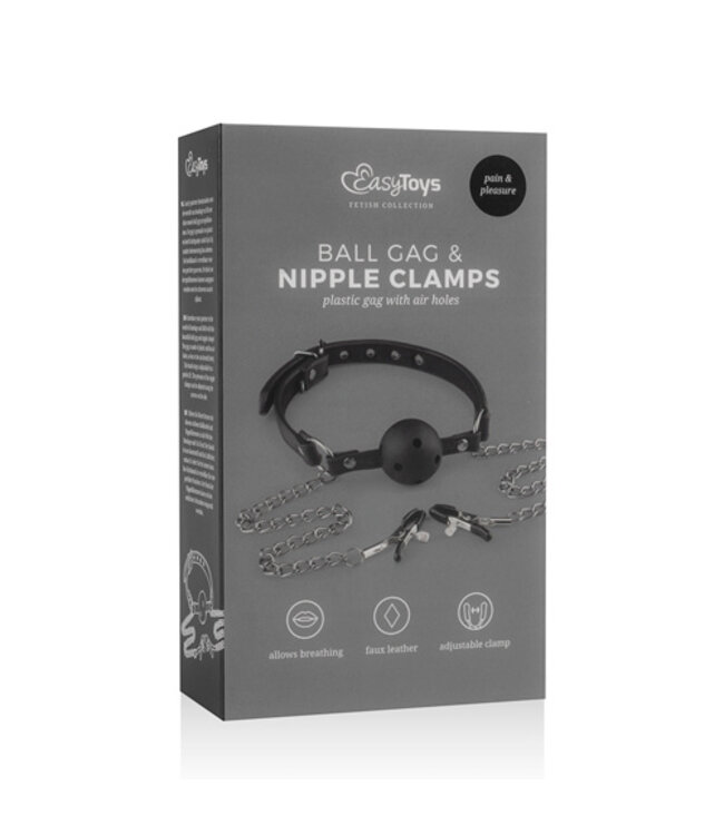 Open Ball Gag Met Tepelklemmen
