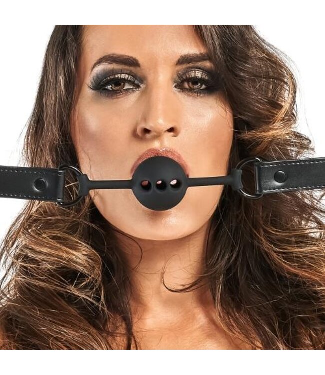 Open Siliconen Ball Gag - Zwart
