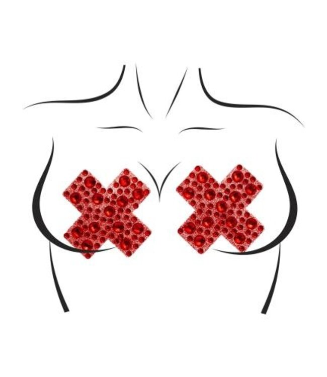 Leg Avenue - X-Factor Strass Tepel Covers - Rood