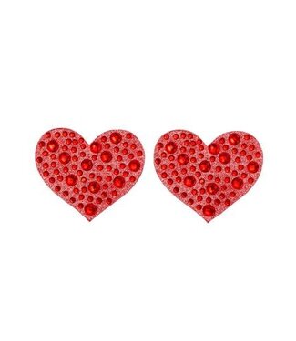 Leg Avenue Amore Hartvormige Tepelstickers Met Strass Steentjes - Rood