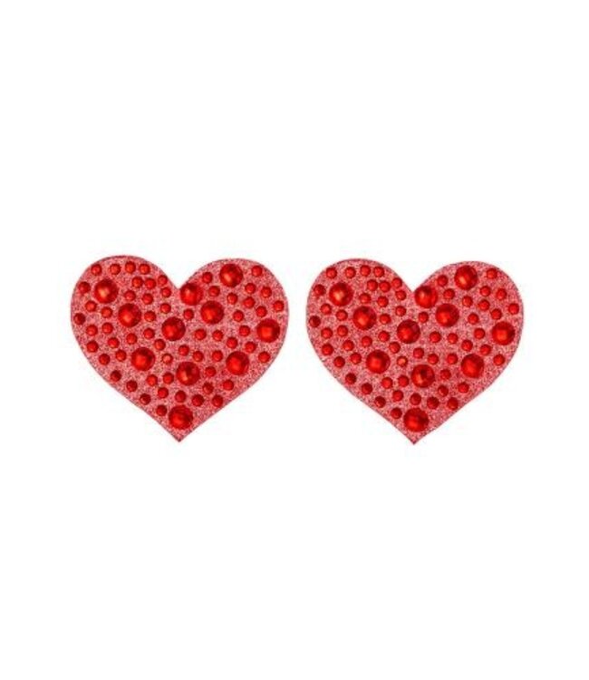 Amore Hartvormige Tepelstickers Met Strass Steentjes - Rood