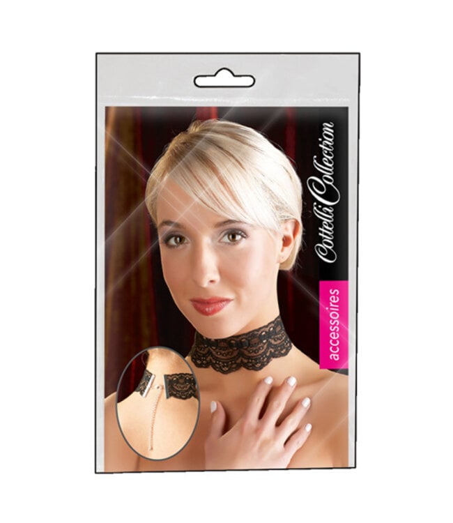 Kanten halsband - Zwart