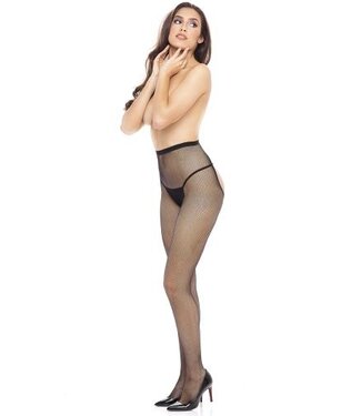 Rene Rofe Visnet Panty Met Open Kruisje - Zwart