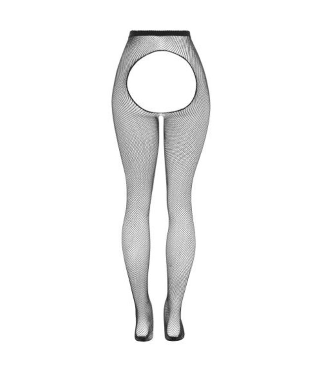 Visnet Panty Met Open Kruisje - Zwart