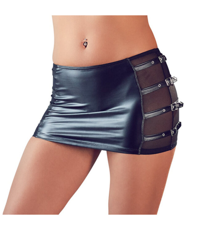 Wetlook Mini Rok Met Riempjes