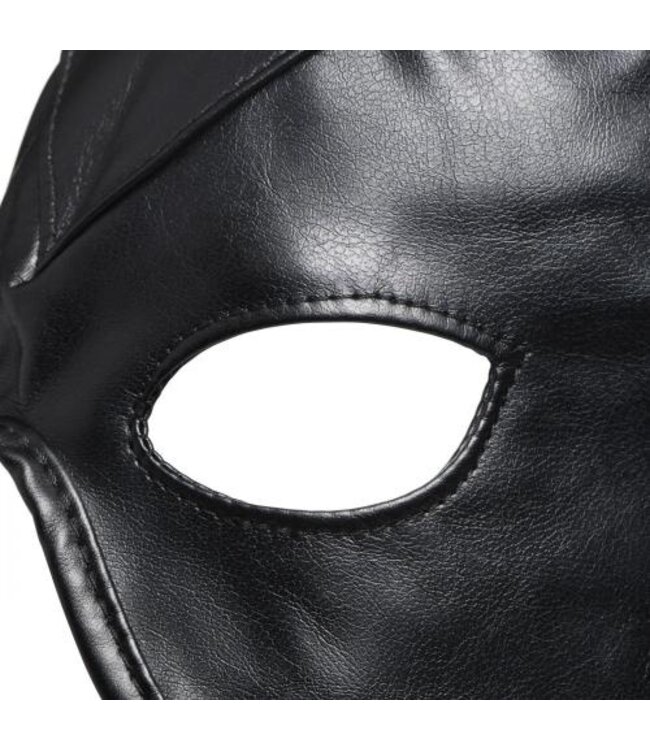 Dungeon Demon Bondage Masker Met Hoorns - Zwart