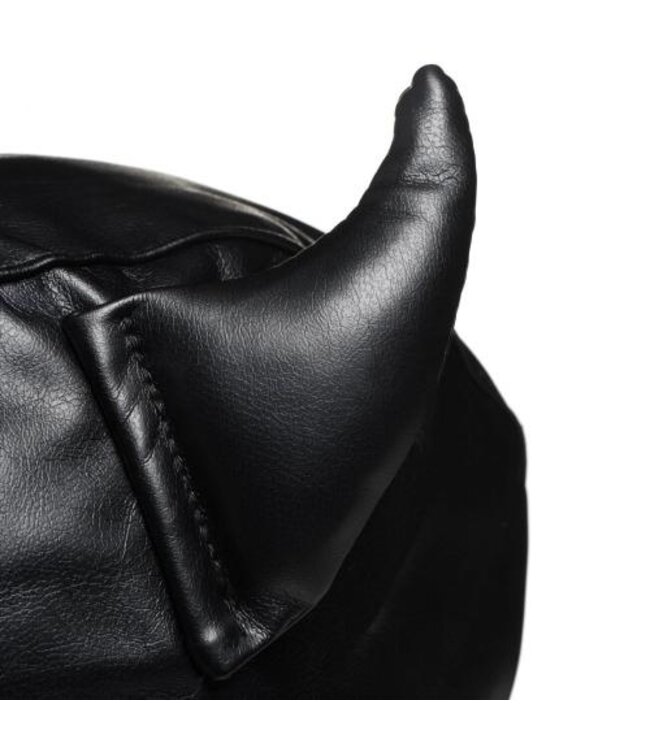 Dungeon Demon Bondage Masker Met Hoorns - Zwart