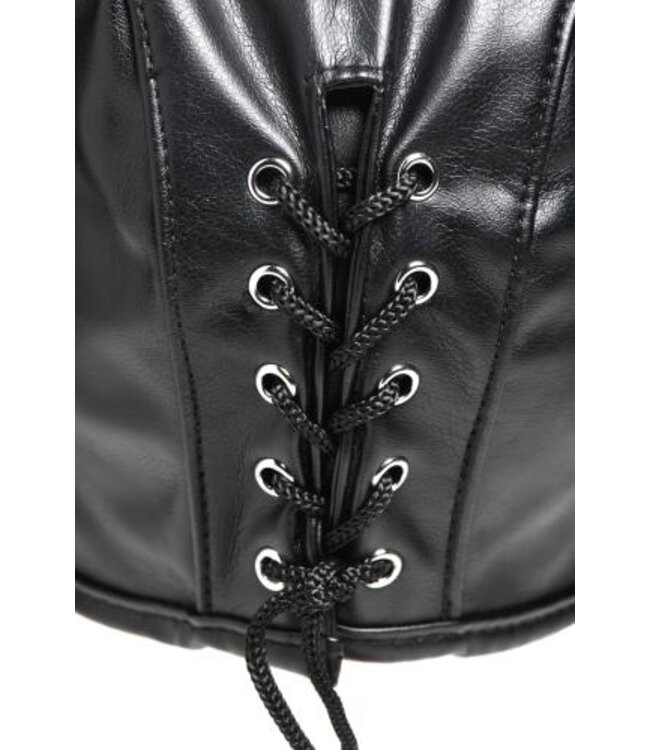 Dungeon Demon Bondage Masker Met Hoorns - Zwart