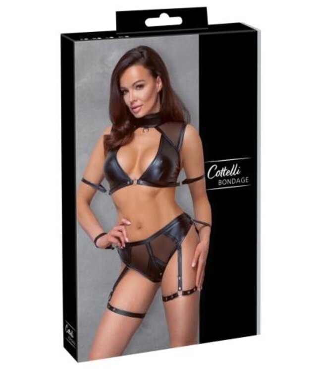 BH-set Bondage met bandjes - Zwart