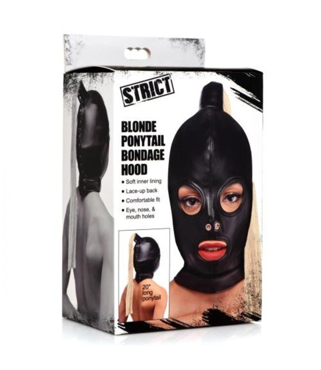 Ponytail Bondage Hood - Zwart