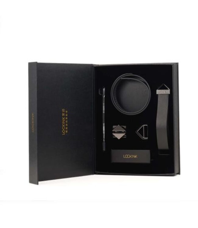 LOCKINK -  Halsband met Riem Set - zwart