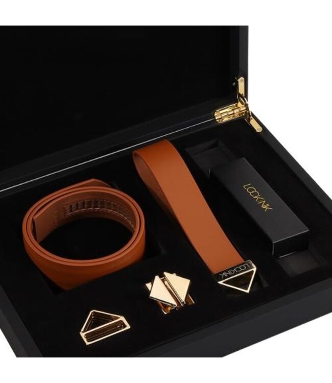 LOCKINK -  Halsband met Riem Set - bruin