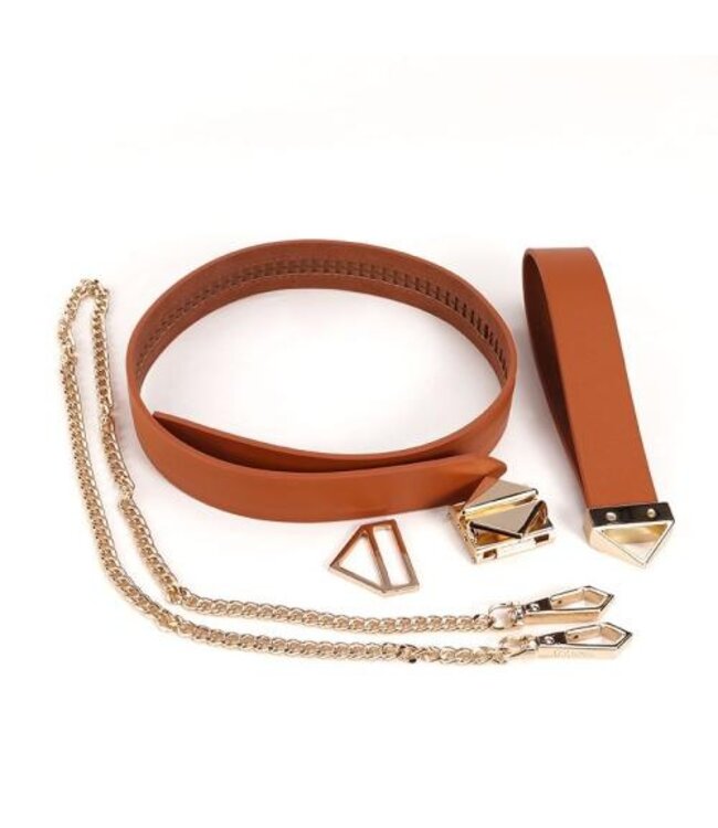 LOCKINK -  Halsband met Riem Set - bruin