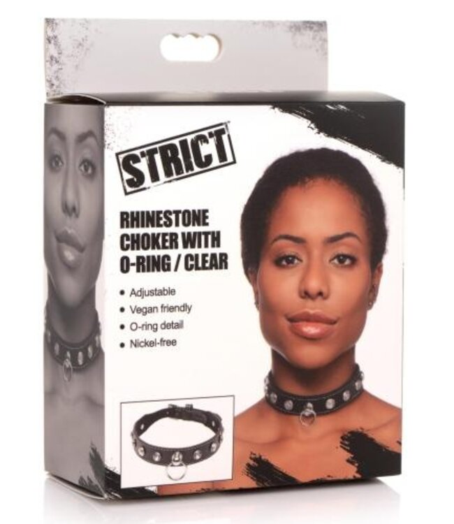 Diamanten Choker Met O-Ring - Zwart