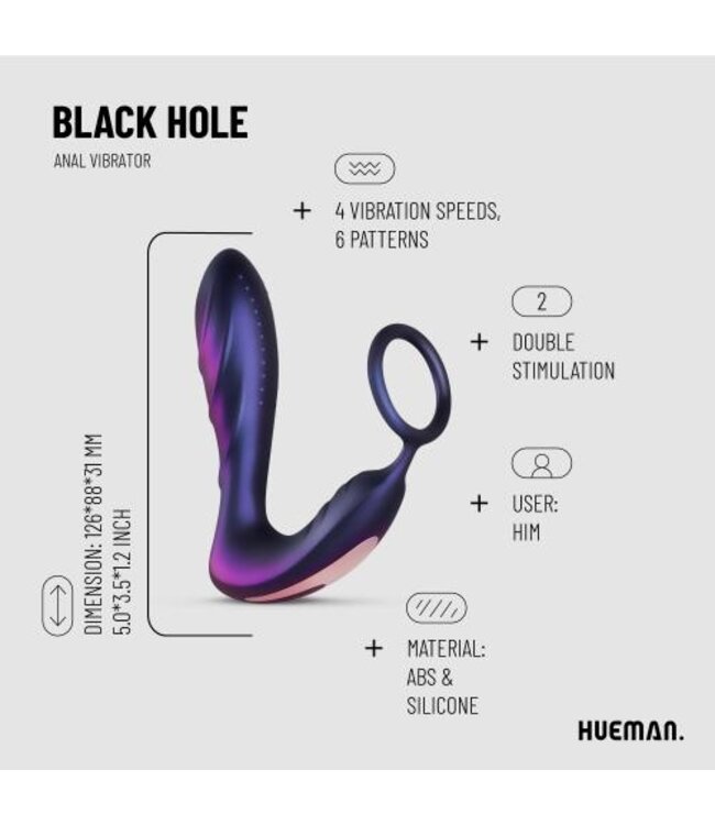 Hueman - Black Hole Anaal Vibrator Met Cockring