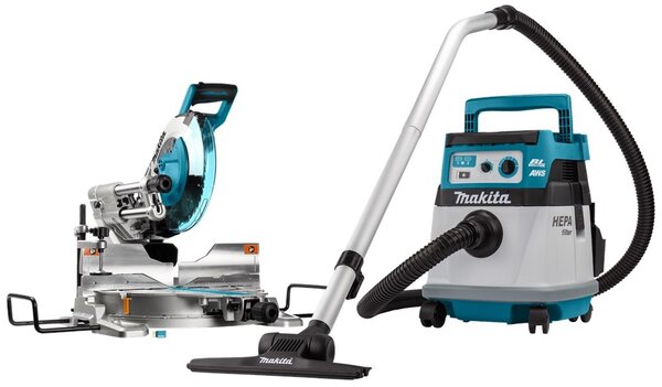 Makita DLX2379UX1 2x18 V AWS Combiset voor afkorten (260mm) en stofzuigen