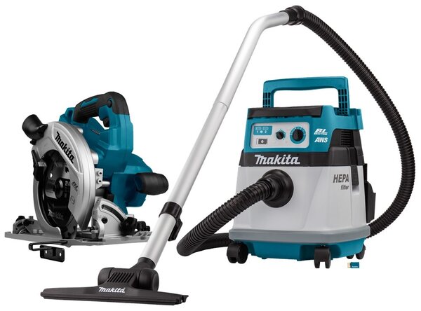 Makita DLX2382UX1 2x18 V AWS Combiset voor zagen (190mm) en stofzuigen
