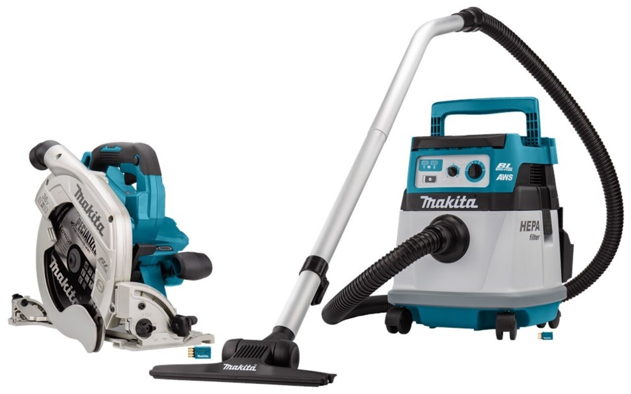 Makita DLX2383UX1 2x18 V AWS Combiset voor zagen (235mm) en stofzuigen