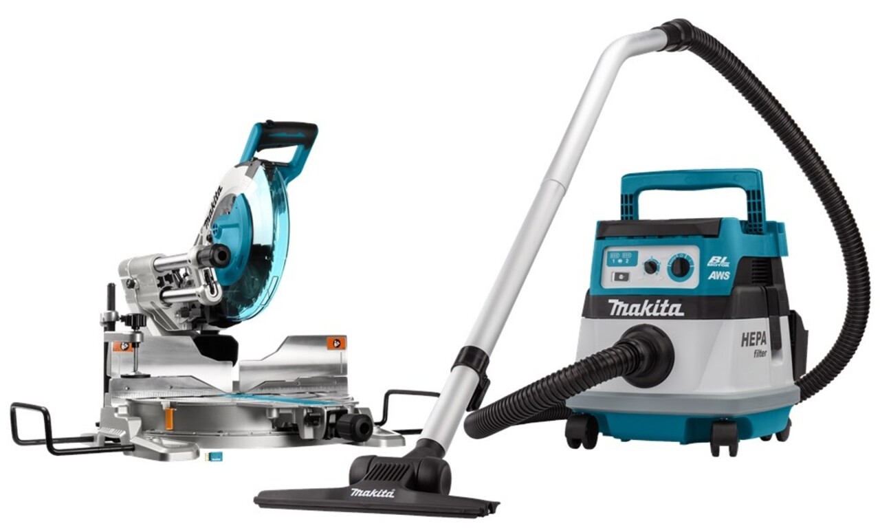 Makita DLX2386UX1 2x18 V AWS Combiset voor afkorten (260mm) en stofzuigen