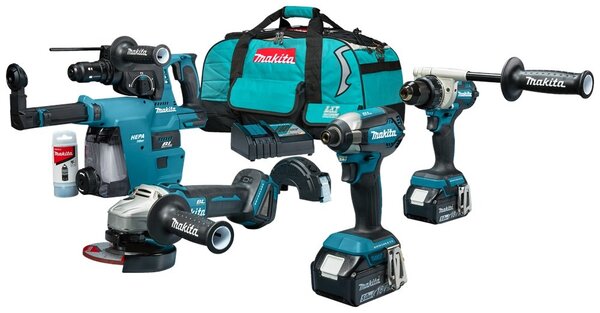 Makita DLX4155TX1 18 V Combiset voor allround tot zwaar boor-, schroef- en slijpwerk