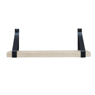 Nordstahl Houten wandplank - 4cm dik eiken - Stalen hoekbeugels