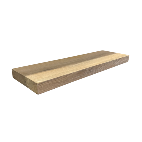 Wood & Work Houten wandplank - Onbehandeld - Klein - 4cm dik eiken - Recht