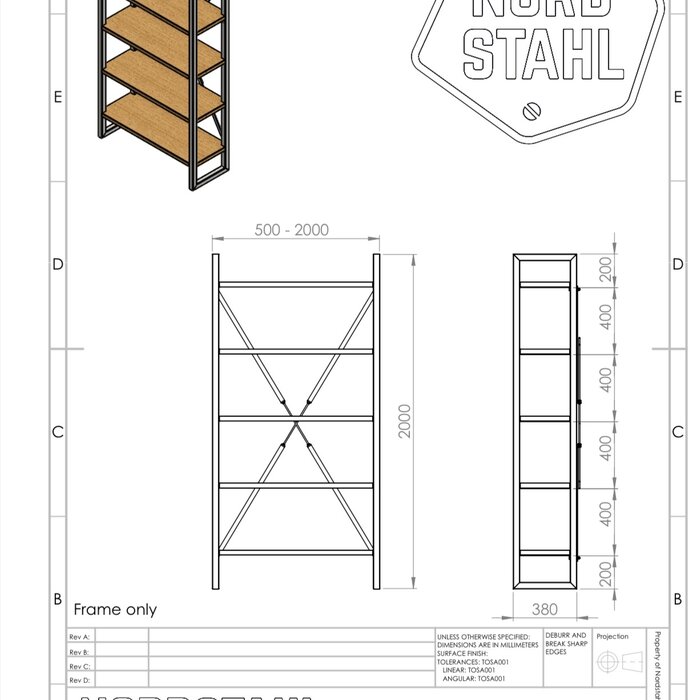 Nordstahl Cabinet Frame - Gepoedercoat - Nordstahl