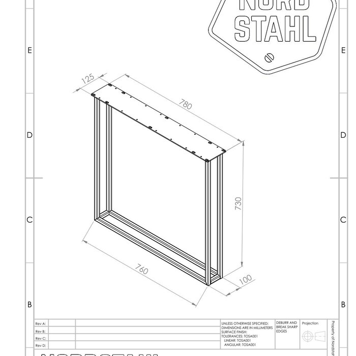 Nordstahl Stalen onderstel tafel - Twin U leg - Nordstahl