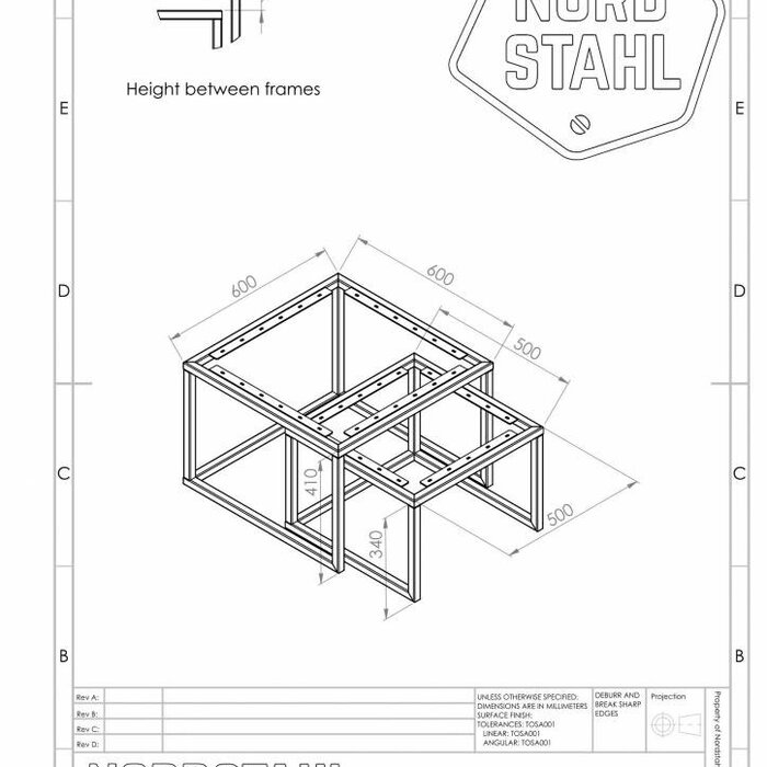 Nordstahl Stalen onderstel salontafel - Square frames - Nordstahl