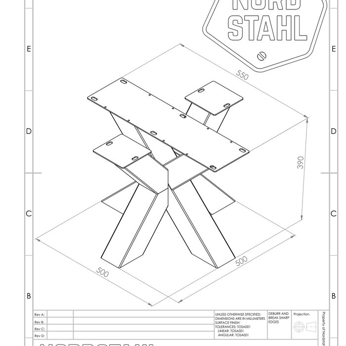 Nordstahl Stalen onderstel salontafel - Double x coffee leg - Nordstahl
