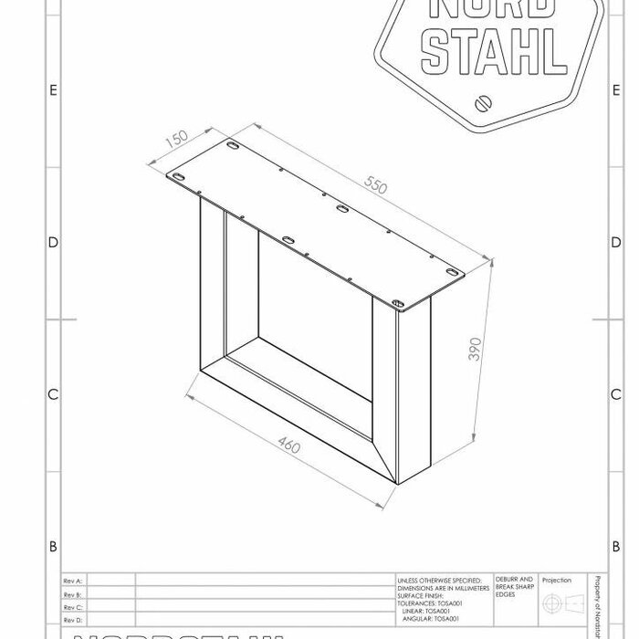 Nordstahl Stalen onderstel salontafel - U coffee leg - Nordstahl