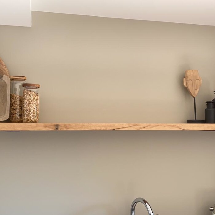 Wood & Work Houten wandplank  - Transparant/mat -  Groot - 4cm dik eiken - Recht
