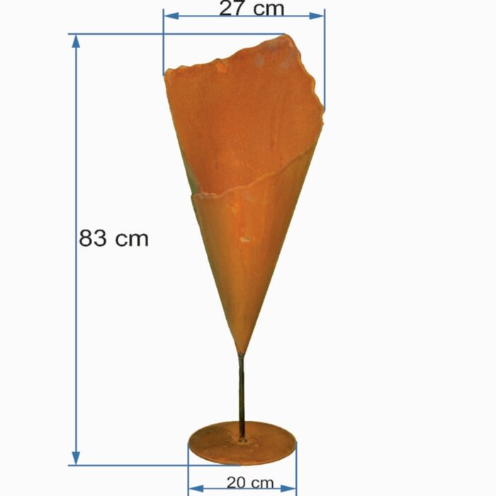 Zak voor bloeiende planten "Rostikal" met stok op bodemplaat | Patina tuindecoratie plantenvaas