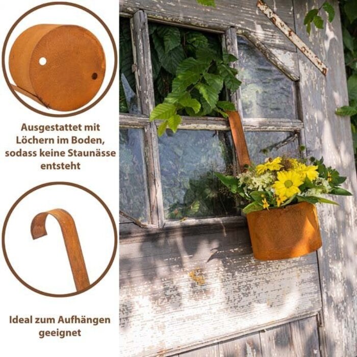 Tuin decoratieve plantenpot | Set van 2 | ophangen | Patina decoratieve hangpot