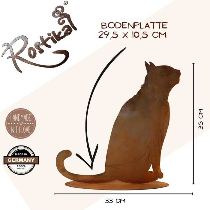 Metalen decoratie kat zittend in patina